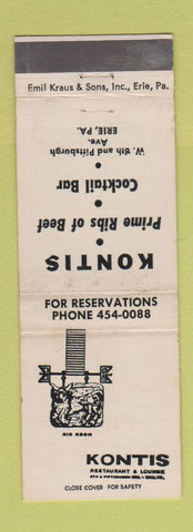 Matchbook Cover - Kontis Restaurant Erie PA WEAR