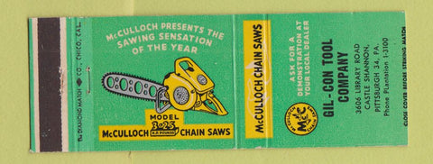 Matchbook Cover - McCulloch Chain Saws Gil Con Tool Pittsburgh PA