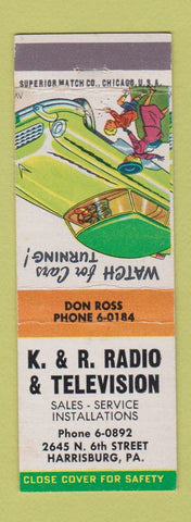Matchbook Cover - K&R Radio TV Harrisburg PA