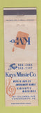 Matchbook Cover - Kays Music Vending Amusement Vandergrift PA