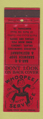 Matchbook Cover - BBQ Sandwich Shop Harrisburg PA