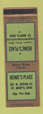 Matchbook Cover - Heinie's Place St Mary's OH
