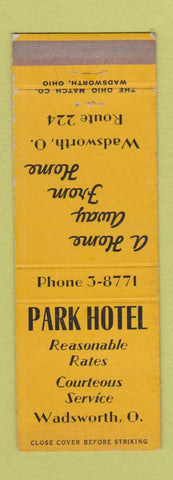 Matchbook Cover - Park Hotel Wadsworth OH