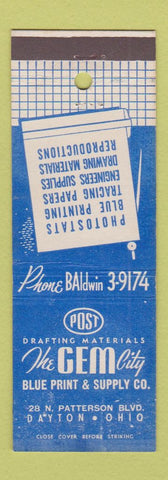 Matchbook Cover - Gem Drafting Supply Blue Print Dayton OH
