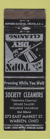Matchbook Cover - Society Cleaners Warren OH WEAR