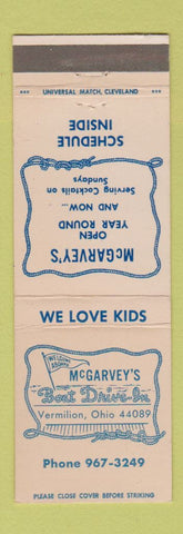 Matchbook Cover - McGarvey's Drive In Vermilion OH