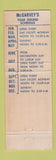Matchbook Cover - McGarvey's Drive In Vermilion OH