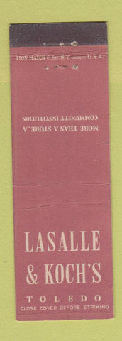 Matchbook Cover - Lasalle & Koch's Toledo OH store department?