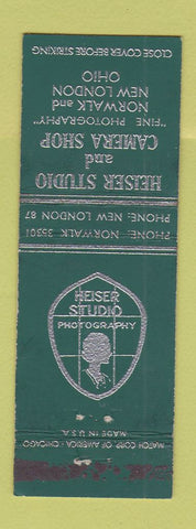 Matchbook Cover - Heiser Photo Studio Camera Shop New London OH WORN