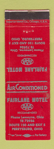 Matchbook Cover - Fairlane Motel Perrysburg OH WEAR