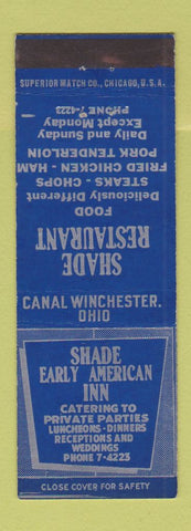 Matchbook Cover - Shade Early American Restaurant Canal Winchester OH