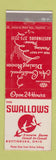 Matchbook Cover - Swallows Restaurant Austinburg OH