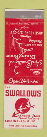 Matchbook Cover - Swallows Restaurant Austinburg OH