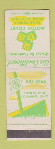 Matchbook Cover - ABC Motor Court Columbus OH