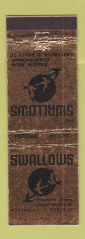 Matchbook Cover - Swallows Restaurant Ashtabula OH