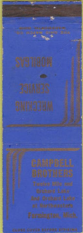 Matchbook Cover - Campbell Brothers Farmington MI Mobil oil gas WORN