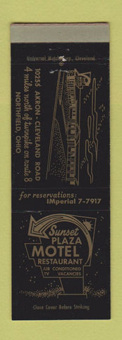 Matchbook Cover - Sunset Plaza Motel Restaurant Northfield OH WEAR