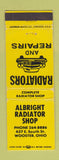 Matchbook Cover - Albright Radiator Shop Wooster OH WEAR