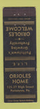 Matchbook Cover - Orioles Home Pottstown PA