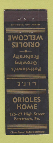 Matchbook Cover - Orioles Home Pottstown PA
