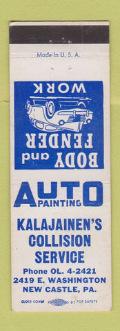 Matchbook Cover - Kalajainen's Collision Service New Castle PA Auto Body