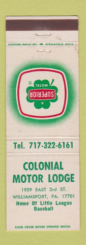 Matchbook Cover - Colonial Motor Lodge Williamsport PA