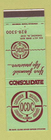 Matchbook Cover - Consumer Discount Company Loans Oakmont PA