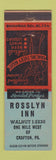 Matchbook Cover - Rosslyn Inn Crafton PA