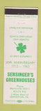 Matchbook Cover - Sensinger's Greenhouses Lehighton PA 1963