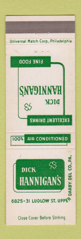 Matchbook Cover - Dick Hannigan's Restaurant Upper Darby PA