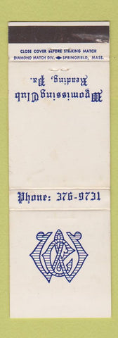 Matchbook Cover - Wyomissing Club Reading PA WEAR