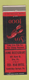 Matchbook Cover - Home Restaurant Ted Mar Hotel Erie Cambridge Springs PA