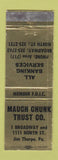 Matchbook Cover - Mauch Chuck Trust Bank Jim Thorpe PA WEAR