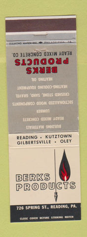 Matchbook Cover - Berks Products Concrete Reading PA