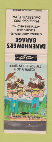 Matchbook Cover - Danenhower's Garage Dauberville PA hillbilly