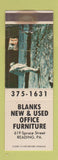 Matchbook Cover - Blanks Office Furniture Reading PA WORN