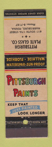 Matchbook Cover - Pittsburgh Paints Plate Glass Harrisburg PA