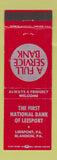 Matchbook Cover - First National Bank Leesport Blandon PA