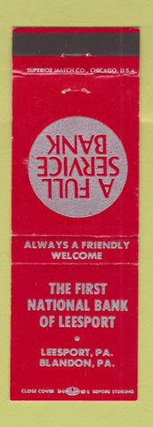 Matchbook Cover - First National Bank Leesport Blandon PA