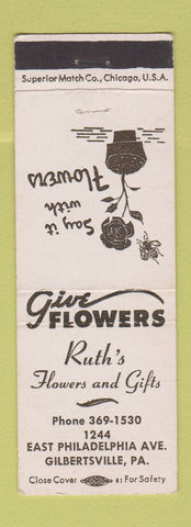 Matchbook Cover - Ruth's Flowers and Gifts Gilbertsville PA WEAR