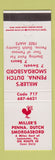 Matchbook Cover - Miller's PA Dutch Smorgasbord Lancaster PA