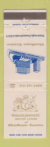 Matchbook Cover - Howard Johnson's Motor Lodge Pittsburgh PA Chatham Center WEAR