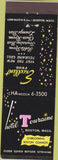 Matchbook Cover - Hotel Touraine Boston MA black