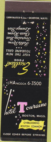 Matchbook Cover - Hotel Touraine Boston MA black