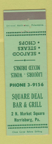 Matchbook Cover - Square Deal Bar Grill Harrisburg PA