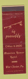 Matchbook Cover - Mansion House Hotel West Chester PA Duncan Hines
