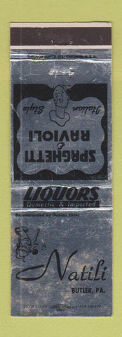 Matchbook Cover - Natili Italian Restaurant Butler PA WORN SILVER