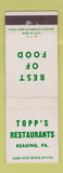 Matchbook Cover - Topp's Restaurants Reading PA
