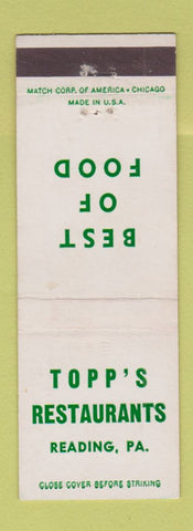 Matchbook Cover - Topp's Restaurants Reading PA