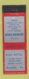 Matchbook Cover - Ries Hotel Meadville PA Rainbow Room